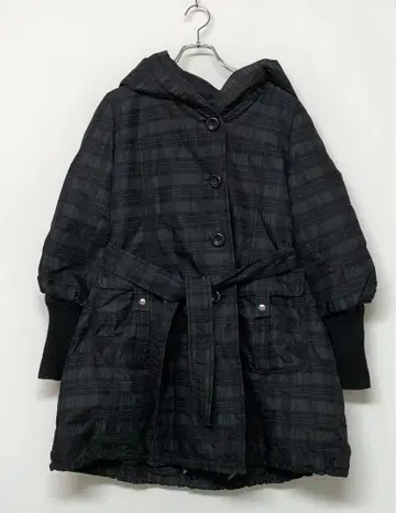RENAULT 레트로 걸리시 케트 구제 의류 체크 다운 파카 코트