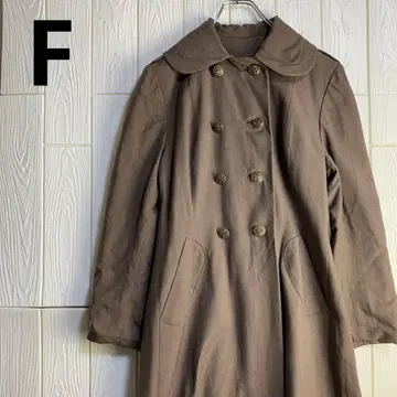 브라운 더블 브레스트 코트 42cm 어깨 너비 96cm 기장