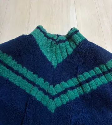 플리스 자켓 네이비 그린 스트라이프