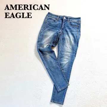 아메리칸 이글 스키니 데님 US4 라이트 블루 코튼 혼방