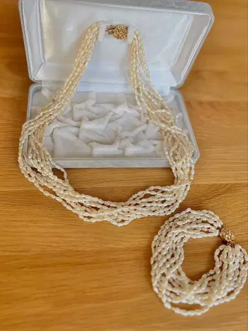 [케이스 포함] 10연 양귀비 펄 목걸이 & 팔찌 담수 진주