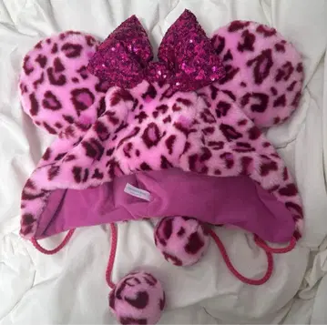 디즈니 팬 캡 핑크 레오파드 무늬