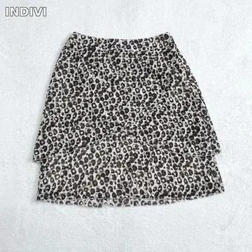 v29 INDIVI 인디비 레오파드 무늬 쉬폰 스커트 38 y2k