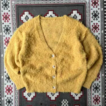 Special 60s 모헤어 가디건 털 긴 vintage 머스타드