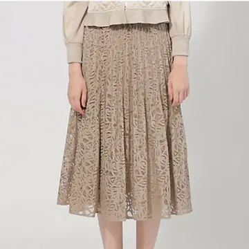 새상품급 EPOCA 에포카 러스터 레이스 플리츠 스커트 베이지