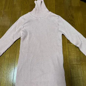 searoomlynn 핑크 리브 터틀넥 스웨터