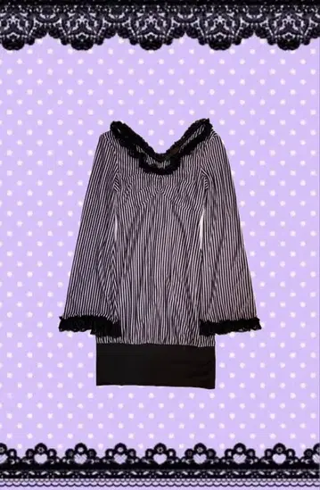 스트라이프 패턴 긴팔 원피스 y2k