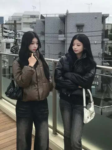 emmy 레더 터치 패디드 숏 블루종 블랙