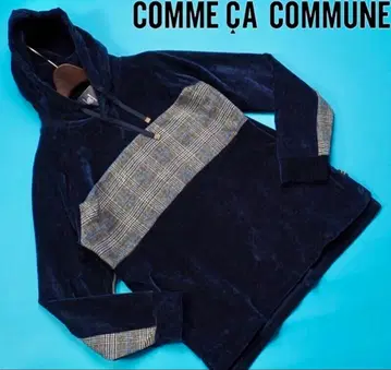 COMME CA COMMUNE 네이비 후드 부착 후드티