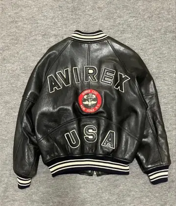 새상품급 레어 AVIREX 아치 로고 올 가죽 바시티 자켓 XS