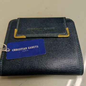 CHRISTIAN GARETS 네이비 이단 접이식 지갑