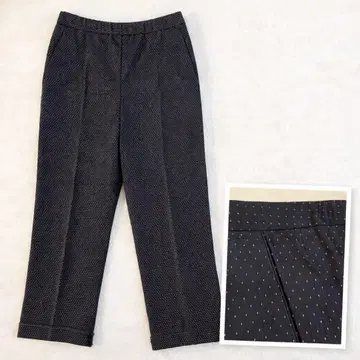 레리안 짜임 패턴 크롭 팬츠 네이비 블랙 M