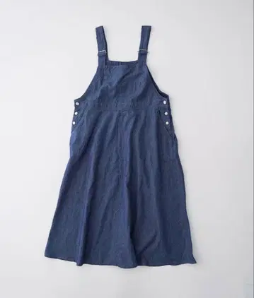 네스트로브 코튼 린넨 샴브레이 오버롤 스커트