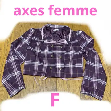 axes femme 보르도 레이스업 리본 체크 자켓