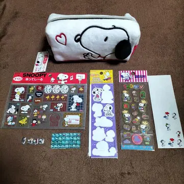 스누피 플리스 파우치와 씰 세트