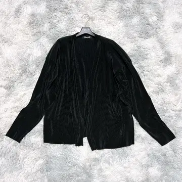 [캐바리아] L 가디건 플리츠 가공 블랙 모드 출퇴근 캐주얼