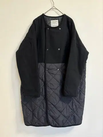 그랑마마도터 플란넬 x 타프타 퀼트 노카라 코트