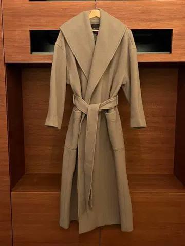 Massimo Dutti 울 베이지 롱 코트 벨트 포함