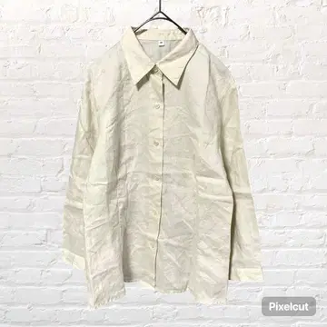 50106 무인양품 린넨 100% 긴팔 셔츠 티셔츠 베이지 M 구제 의류