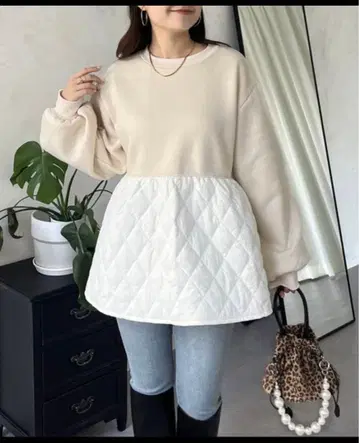 prose verse 퀼팅 절개 페플럼 맨투맨 속기모