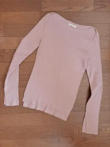 MACPHEE 리브 편직 오프숄더 긴팔 티셔츠