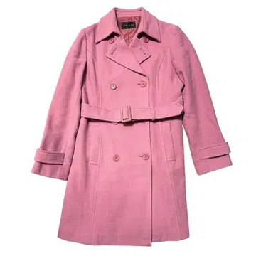 핑크 더블 브레스트 트렌치코트