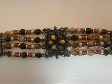 [ 착용 사진 있음 ] 브라운 계열 비즈 다층 초커