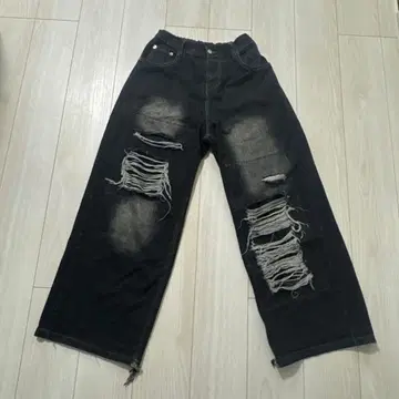 배기 데님 블랙