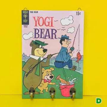 키 후크 우드 보드 벽 장식 벽면 수납 YOGI BEAR No.D