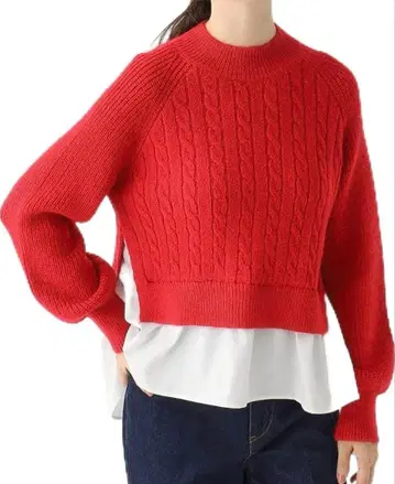 [ 새상품급 ] index 레이어드 스타일 하이넥 케이블 니트 볼륨