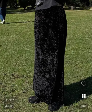 [ POIK ] 벨벳 밴딩 롱 스커트 (black)