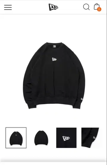 New Era 블랙 맨투맨 크루넥 로고 미니