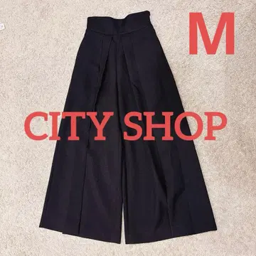 새상품급 CITY SHOP 와이드 팬츠 플레어 팬츠 블랙 M 턱