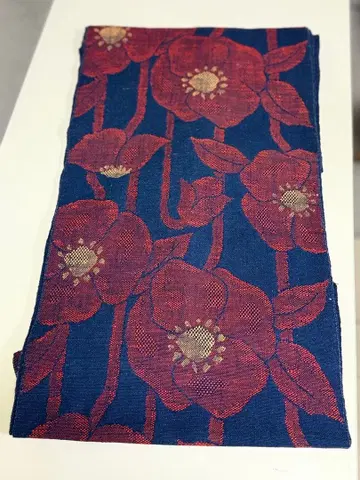 Y 일본 의류 기모노 오비 네이비 바탕 꽃 무늬 나고야 오비