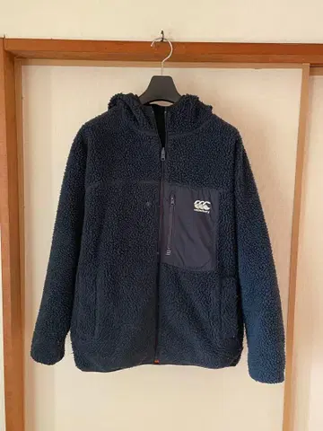캔터베리 리버서블 보아 플리스 자켓 네이비 후드 부착