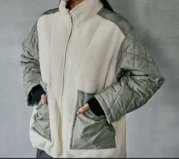 LEPSIM 스탠드 보아 퀼트 블루종