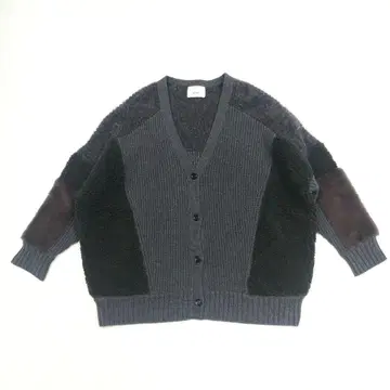 EZUMi / 새상품 모헤어 혼방 보아 콤비 오버 사이즈 니트 가디건