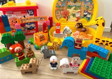 호빵맨 첫 블록 바케스 L & 두근두근 동물 백 블록 라보