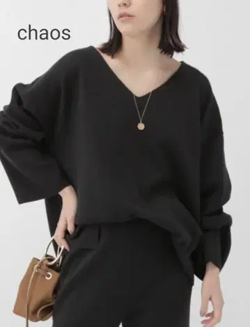 새상품급 chaos 페슈라이트 오버 사이즈 니트 풀오버 차콜