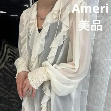 새상품급 Ameri 러플 프릴 시폰 블라우스 레어
