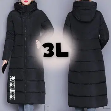 3L 롱 충전솜 코트 후드 부착 | 방한 체형 커버 빅 사이즈 블랙 한국