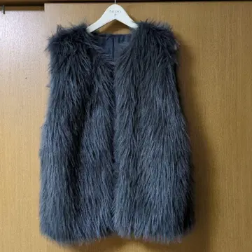 RETROGALLERY 퍼 베스트 그레이 프리 사이즈