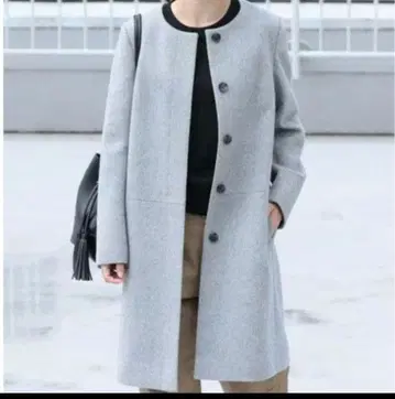 그레이 울 혼방 피 코트