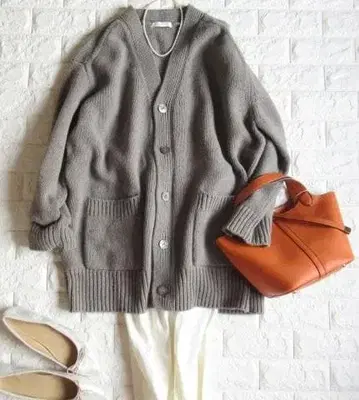 투모로우랜드 갤러리 바이 정가 3.9만 파인 울 니트 가디건 그레이