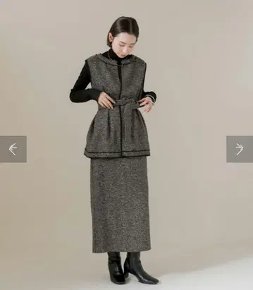 mline 셋업 트위드 베스트 스커트