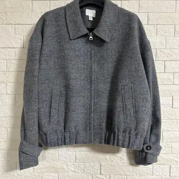 H&M 헤링본 그레이 블루종 M