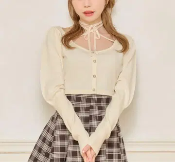 apres jour 퍼프 슬리브 숏 니트 / LARGE 택 포함 새상품