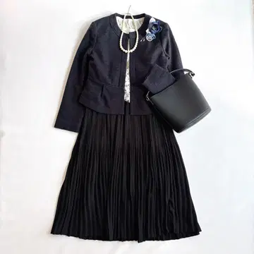 내추럴 뷰티 롤리스 노카라 트위드 셋업 졸업식 M