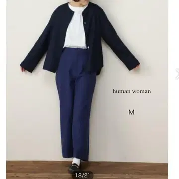 human woman 바이컬러 자켓 M 네이비