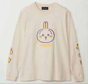 치이카와 토끼 토킹 헤즈 롱티 의류 티셔츠 베이지 XL 사이즈